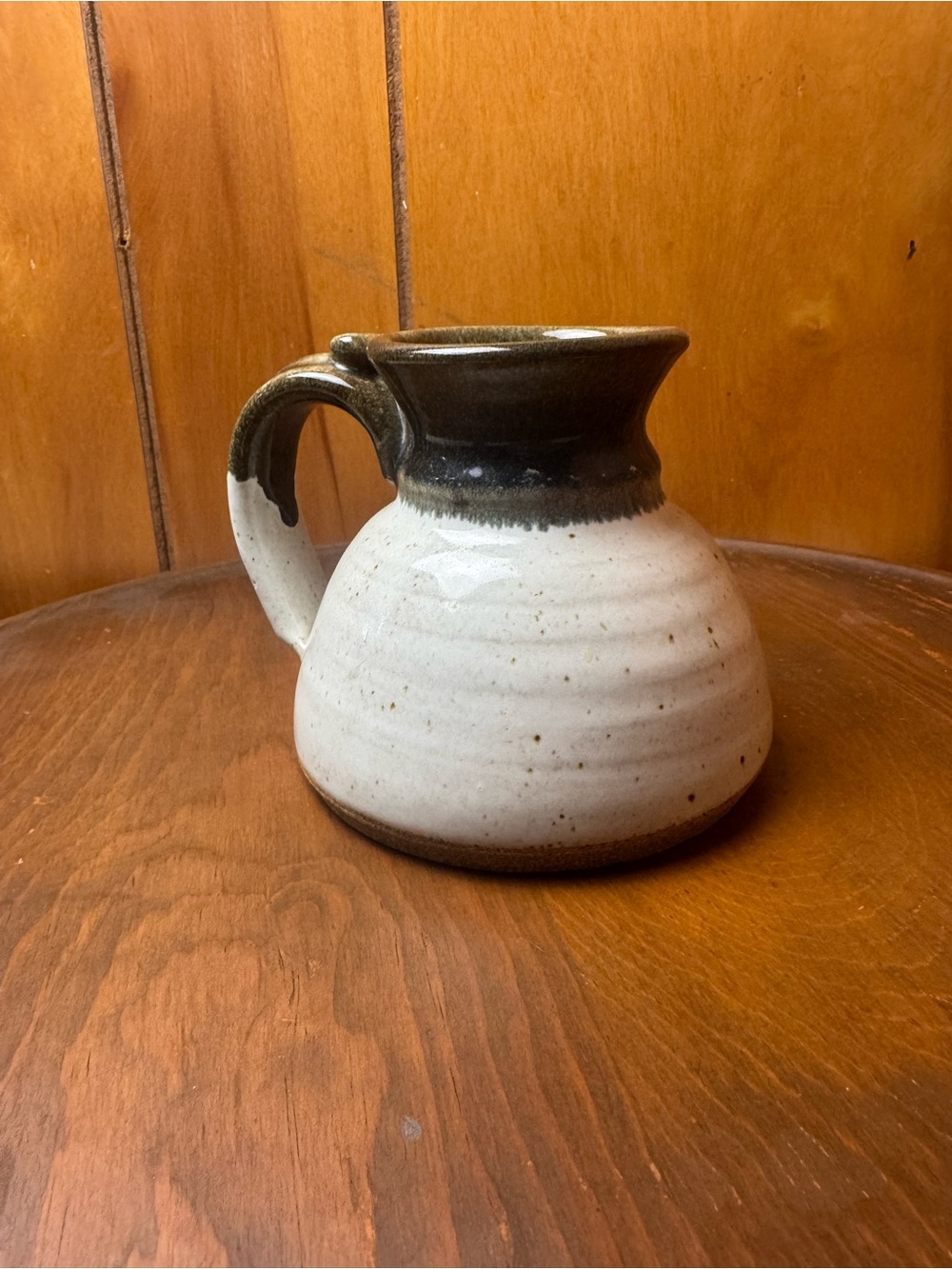 Speckled Ceramic Pitcher with Glossy Black Rim and Handle - Picture 6 of 9